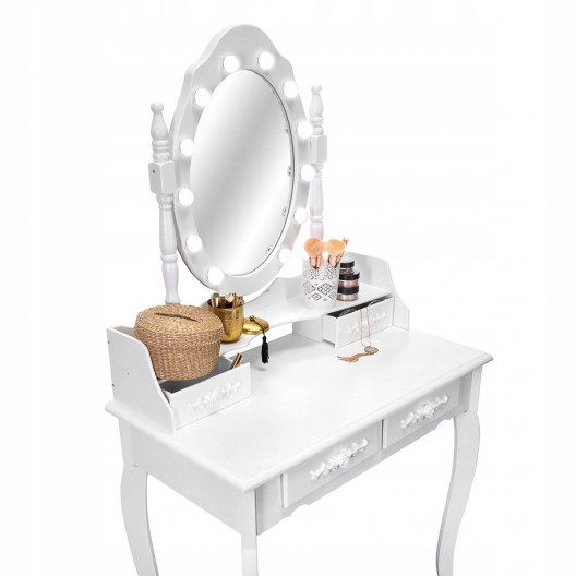Toaletní stolek s kosmetickým zrcadlem + stolička Marie Thérèse LED