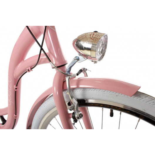 Dámský městský kolo Goetze Style 28 3B Alu pudrově růžová + košík