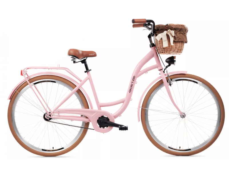 Dámský městský kolo Goetze Style 28 "růžovo-hnědý + košík