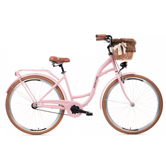 Retro Bicykel Goetze STYLE 28" 3 prevodové růžovo-hnědé+košík
