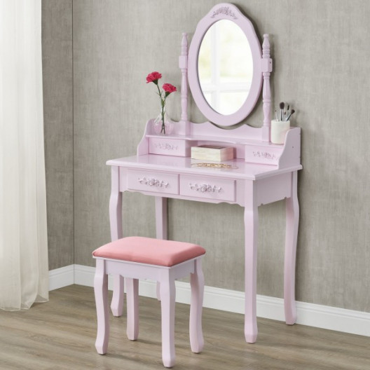 Toaletní Stolek S Kosmetickým Zrcadlem + Marie Thérèse PINK