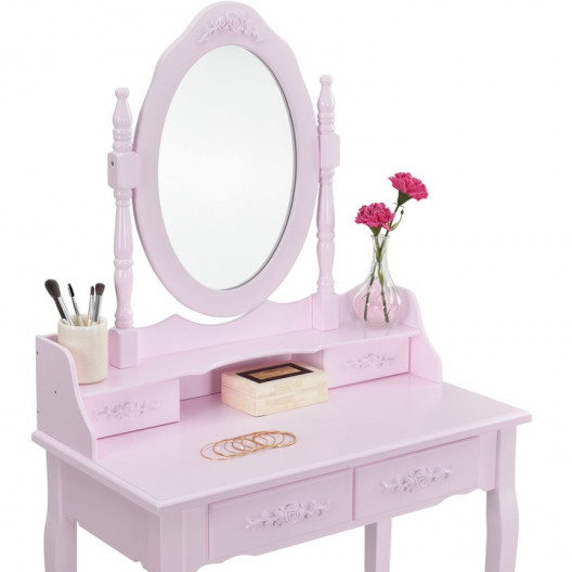 Toaletní Stolek S Kosmetickým Zrcadlem + Marie Thérèse PINK