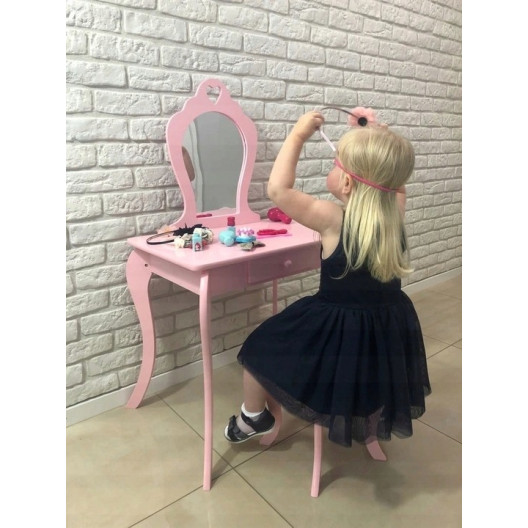 Dětský toaletní stolek se zrcadlem a taburetem ♥ SRDCE ♥ Máta