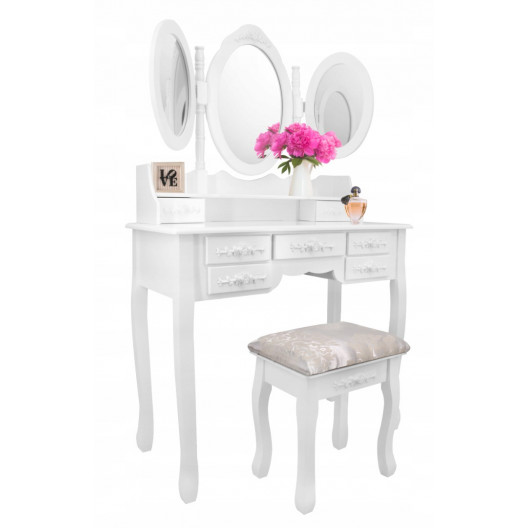 Kosmetický stolek s 3 zrcadly + židle