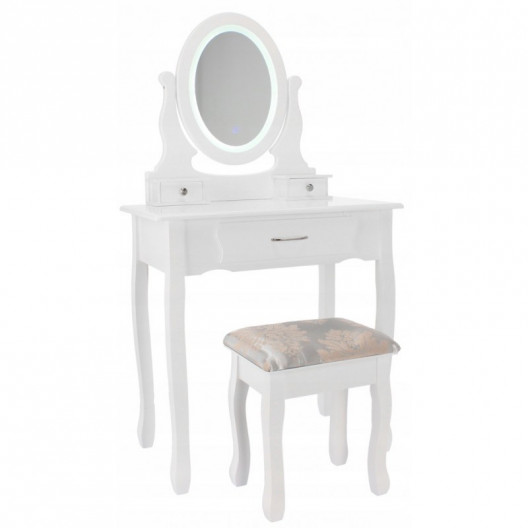 Kosmetický stolek Sophia s LED zrcadlem + taburetka
